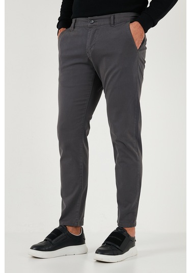 Buratti Streç Pamuklu Slim Fit Normal Bel Boru Paça Erkek Pantolon 674003 Antrasit