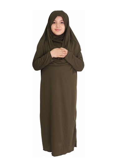 Koyu Kahverengi Fermuarsız Namaz Elbisesi Koyu Kahverengi