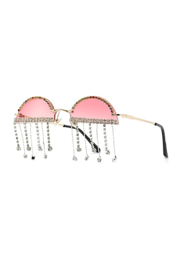 Parti Gözlükleri Elmaslar Askılı Zincir Güneş Gözlüğü Kadın Sokak Stili Dekoratif Gözlük Parti Güneş Gözlüğü 1