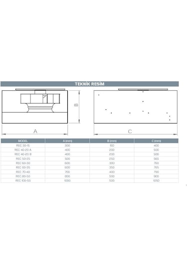 Kayıtes REC 40-20 B Prizmatik Kanal Tipi Radyal Fan 1150 M³/H