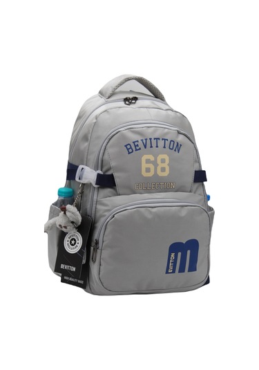 Bevitton Özel Su İtici Kumaş Unisex Gri-lacivert Okul Çantası 34500