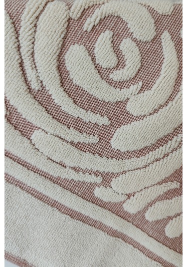 2'li Ayak Havlusu Seti - Zemini Renkli & Üç Boyutlu - %100 Pamuk - Yüksek Su Emici-gül Kurusu Gulkurusu Gül Kurusu