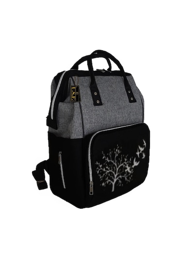 U.S.F Lüx Fonksiyonel Anne Bebek Bakım Sırt Çantası Gri - Siyah