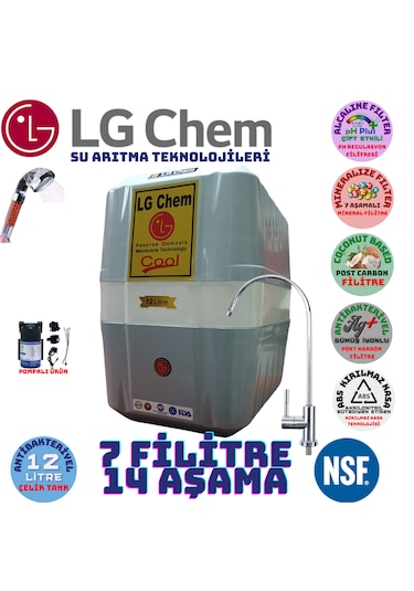 Lg Chem Cool Gri Byaz Pompalı 12lt 7flt 14 Aşama Su Arıtma Cihazı