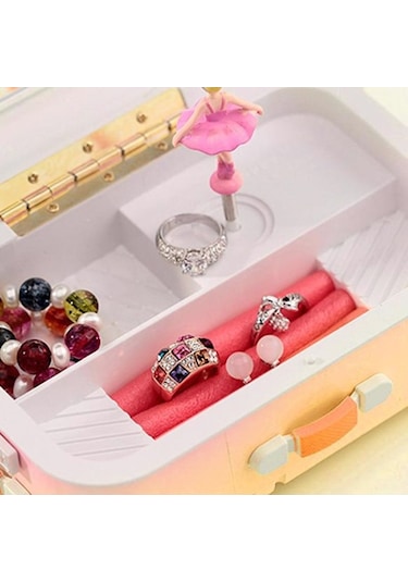 Mobgift Bavul Kurmalı Müzikli Takı Kutusu Pembe