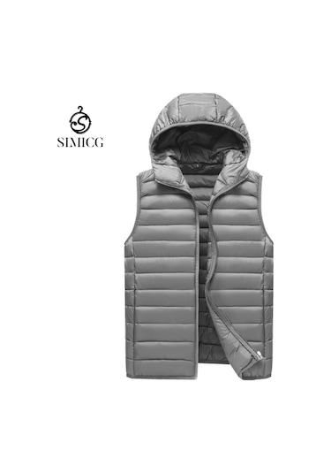 Erkekler İçin Kaz Tüyü Dolgulu Pamuklu Yelek, Sonbahar Ve Kış İç Yelek, Kolsuz Pamuklu Ceket, Ceket Gri
