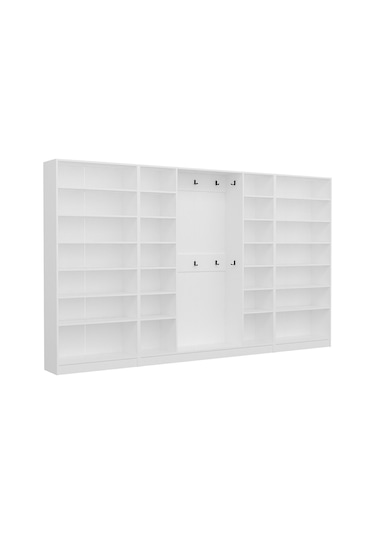 Minar Kale 210 Cm 8 Kapaklı 6b Raf Portmanto Beyaz Antrasit