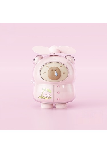 Aurora Karikatür Sevimli El Tipi Mini Fan Usb Şarjocuk Taşını Bilir Fan Pembe Kapibara
