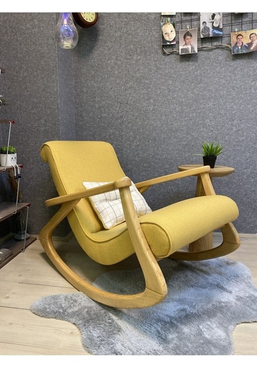 Asedia Ekol Dişbudak Naturel Sarı Sallanan Sandalye Berjer