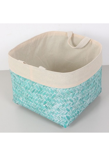 Humi 42x42x33 Cm Doğal Bambu Xl Sepet Mavi