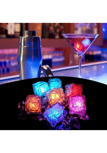 12 Adet Led Işıklı Buz Küpü Led Light Ice Cube Renkli Led Işıklı Vıp Kalite Buz Küpü Club Işıkları
