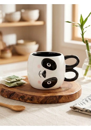 3d Hayvan Figürlü Seramik Kupa 450 Ml Beyaz