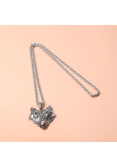 Paslanmaz Çelik Nordic Viking Kurt Erkek Kolye İskandinav Takı