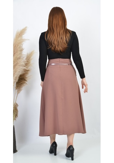 Soralline Bayan Etek Etamin Desen Baharlık 755 Gül Kurusu Gül Kurusu Gülkurusu