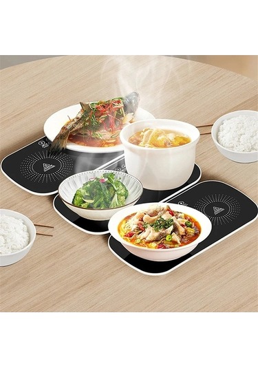 Flybuy Yemek Isıtma Plakası - Elektrikli Sıcak Tabak Altlığı - Beyaz - Hızlı Isıtma Beyaz