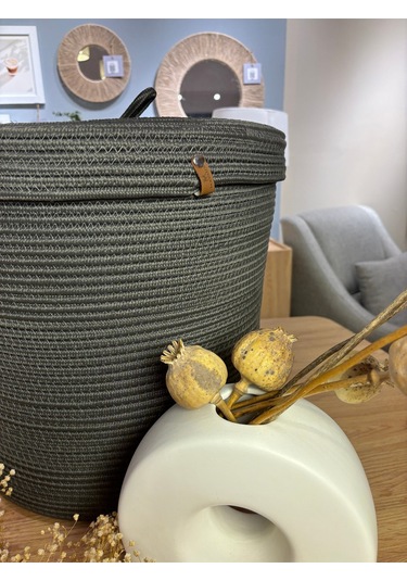 Victor Çok Amaçlı Düzenleyici Kapaklı Sepet,kapaklı Saksılık, Kapaklı Organizer 36x40 - Büyük Boy Antrasit