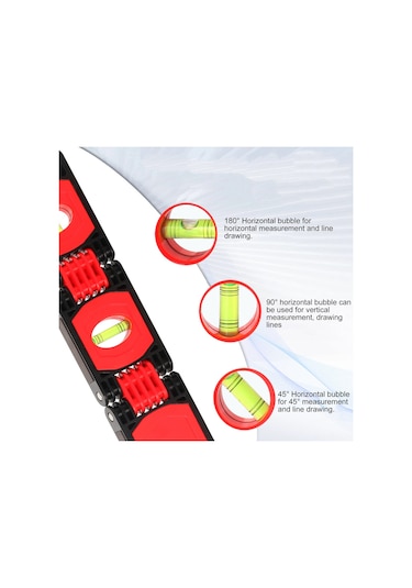 Xindoker 6 Bölüm Katlanabilir Seviye Çizgisi - 72 Cm Alüminyum Malzeme İle Çok Açı Doğru Ölçüm - Ahşapçılık Ve İnşaat İçin Manyetik Fonksiyonlu