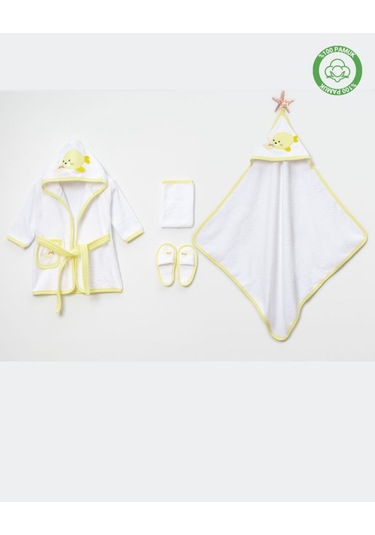Balinalı Bornoz Takımı 1-2 Yaş Beyaz - Sarı