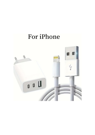 Xuweiwei Usb Ve Usb C Portlu Duvar Sarj Cihazi Şarj Başlığı 2 Adet 1m Veri Kablosu 2 Adet İphone Uyumlu 14 13 12 X Airpods Pro Uygun Altın