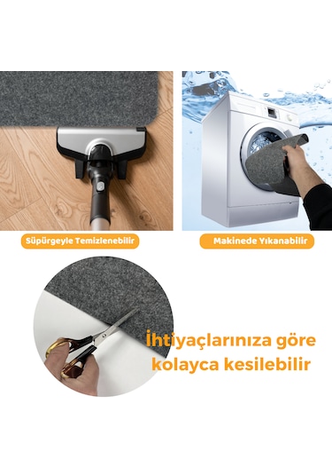 Beylini Su Geçirmez Buzdolabı Matı Kaymaz Taban Antrasit 91x91