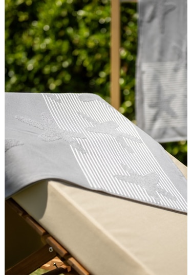 Menderes Home Cotton Collection Bukle Plaj Havlusu Yıldız Gri