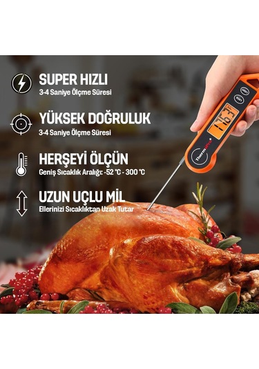 ThermoPro TP19H Su Geçirmez Katlanabilir Gıda Termometresi - T07597