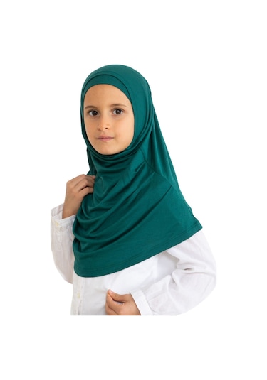 Çocuk Hazır Giyim Başörtüsü Şal Turban Viskon - Zümrüt Yeşili Zümrüt