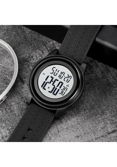 Tenfowee Skmeı 1895 Erkek Kadın Spor Saatleri - 50m Su Geçirmez, Led Işıklı Ekran, Alarm, 12/24 Saat Formatı, Pu Kordon Siyah Beyaz