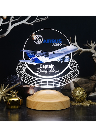 Airbus A380 Yolcu Uçağı Renkli Baskılı Kişiye Özel 3d Led Lamba,