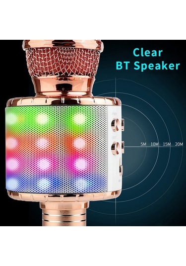 Besthome1 Bluetooth Mikrofon, Led Işıklı Kablosuz Kayıt, Mobil Karaoke