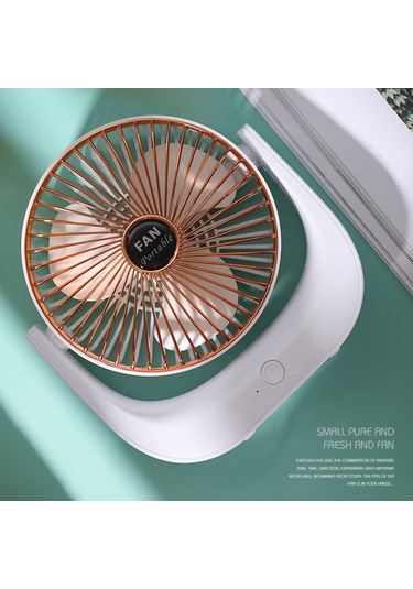 Kosona Masaüstü Mini Fan Beyaz Altın Ağızlı - Sessiz Çalışma, 3 Hızlı, Açısını Ayarlayabilir, Yıkanabilir Kapağı, 1200mah Pil, Type-c Şarjlı