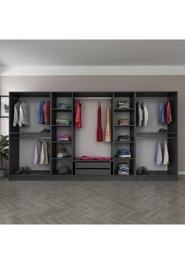 Kale Plus 8 Mebran Kapaklı 2ç Dolap Antrasit Mebran Füme Cam 190cm Antrasit