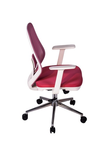 Ofisbazaar Dali Beyaz Fileli Çalışma Koltuğu Ergonomik Şef Ve Toplantı Koltuğu Pembe Pembe