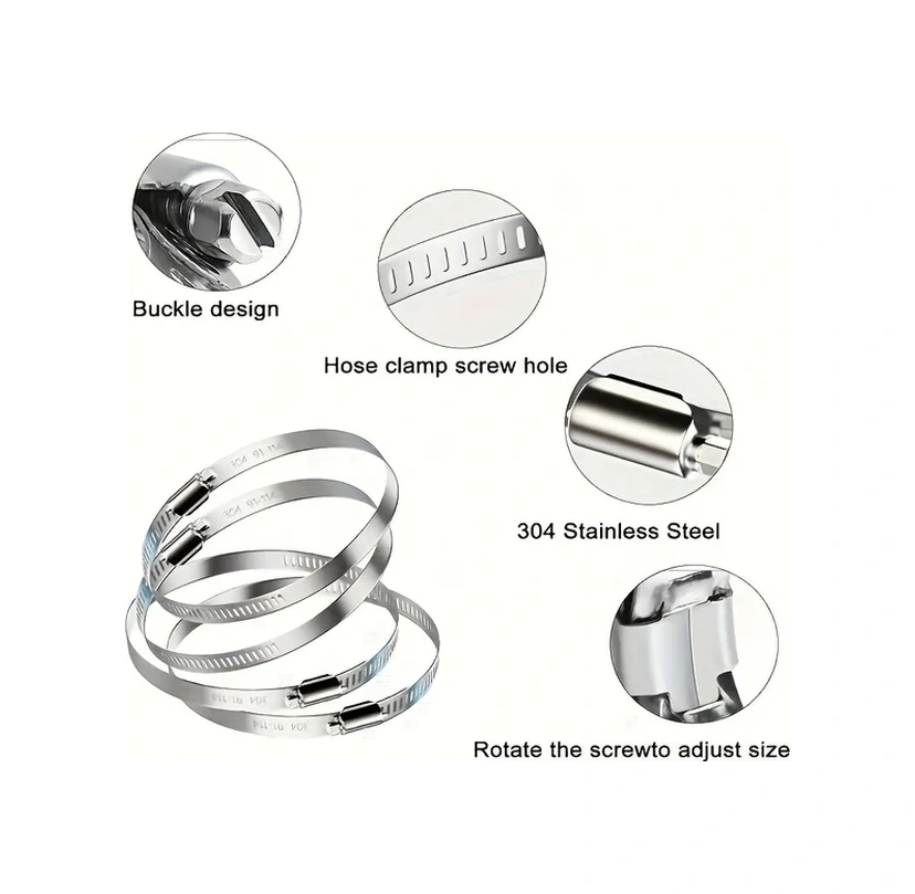 Xuweiwei 1 Adet 91-114mm 304 Paslanmaz Çelik Ayarlanabilir Boru Kelepzesi