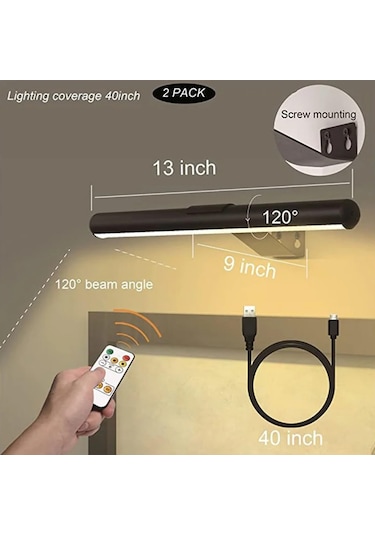 Gajeena Duvara Sıkışan Akıllı Resim Lambası - Dokunmatik Ve Uzaktan Kontrol, 3 Renk Tonu 2600k-6000k , Sürekli Parlaklık Ayarlama, 4500mah Pil, Siyah Beyaz