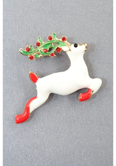 Noel Geyiği Broş. Taşlı Tasarım Ren Geyiği Broş. Yaka İğnesi Broş. Geyik Broş. Kadın Broş. Broş. Çok Renkli