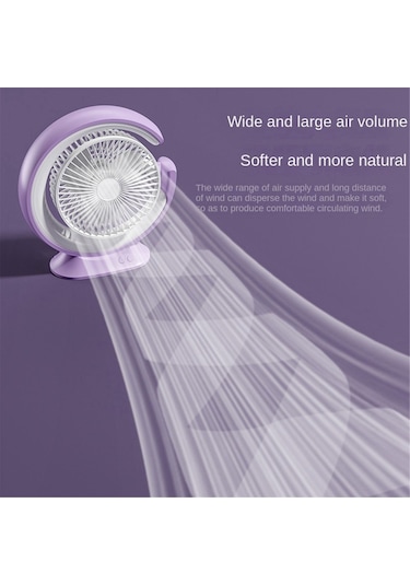 Soulader Mini Masaüstü Fanlı Led Işık - 2400mah Bataryalı, 3 Kademeli Ayarlanabilir Hız, Şarj Edilebilir Taşınabilir Kişisel Soğutucu