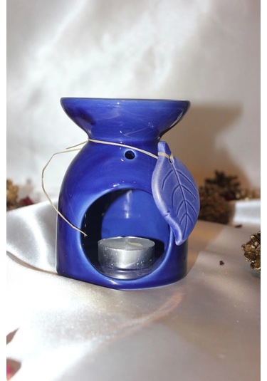Buhardanlık Doğa Yapraklı Buhurdanlık Seramik Mavi