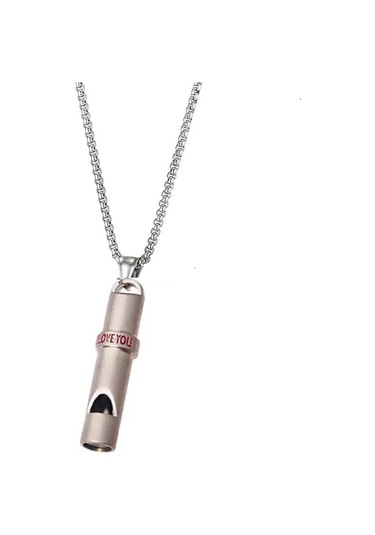 Herşey Nota Hayatta Kalma Acil Yüksek Ses Paslanmaz Çelik Düdük Unisex Kolye Gümüş