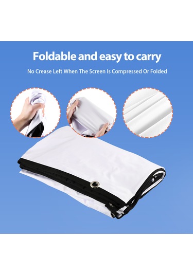 Hombey 72 İnç 16:9 Taşınabilir Katlanabilir Projektör Perdesi, Polyester Malzeme, 1cm Dar Siyah Kenar, 6 İğne Ve 6 Yapıştırıcı İçerir