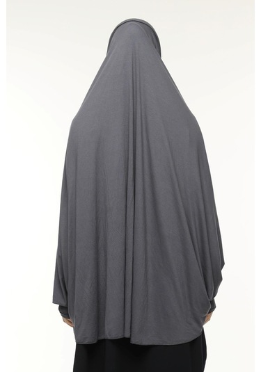 Kollu Sufle Çarşaf Üstü Peçeli Pratik Tesettür Hijab - Nikaplı Namaz Örtüsü Füme