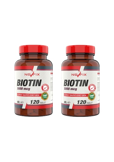 Nevfix Biotin 5000 Mcg 120 Tablet X 2 Kutu 240 Tablet