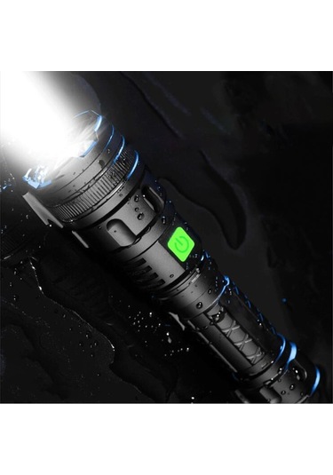 Led Güçlü Işık El Feneri Süper Parlak Uzun Menzilli Şarj Edilebilir Dış Mekan El Feneri M11-t6 1x18650 Lityum Siyah