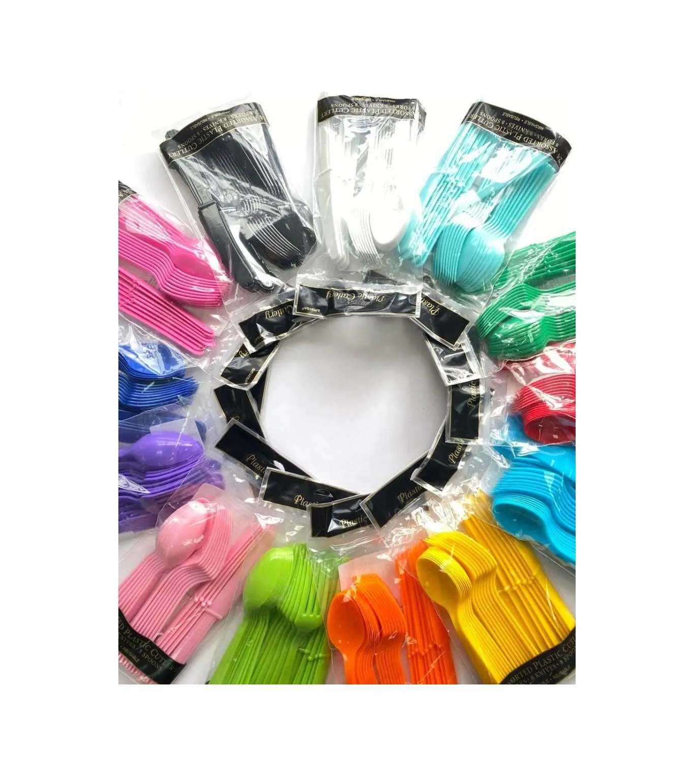 Plastikovye Odnorazovye Pribory: Vilka, Noz, Lozka Plastik Tek Kullanımlık Pembe Gereçler 24 Adet 91346968 25