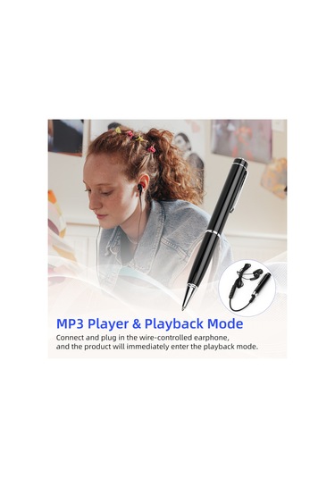 Geeroyoo Profesyonel Kalem Şeklinde Ses Kaydedici - 384 Saat Kayıt, Usb Şarj, Mp3 Çalar, 32gb Hafıza