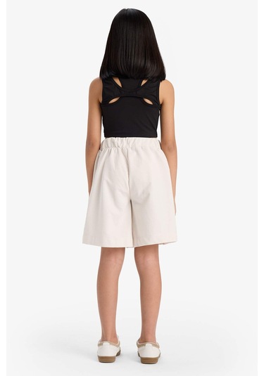 Defacto Kız Çocuk Beli Lastikli Basic Düz Şort B0847a825hser85 Ekru