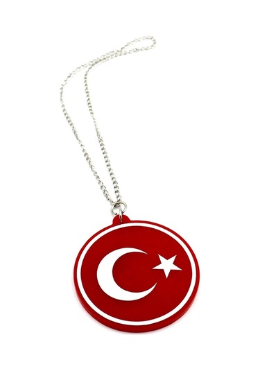 Araba Ayna Süsü Pleksi Çift Taraflı Türk Bayrağı Tasarım - Pleksi Çift Taraflı Türk Bayrağı Zincirli