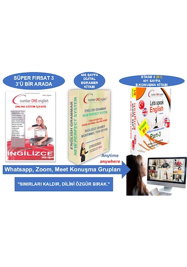E - Gramer Kitabı + B1- E konuşma Rehberi - Online Eğitim + Konuşma Grubu