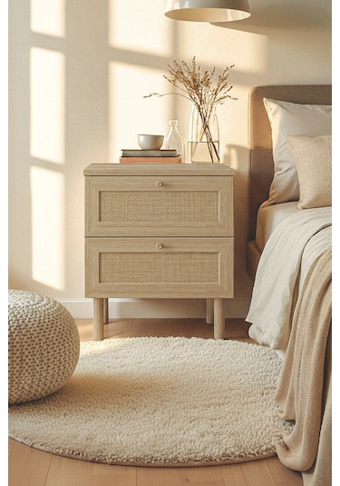 Baru 2 Çekmeceli Komodin Ceviz - Kahverengi