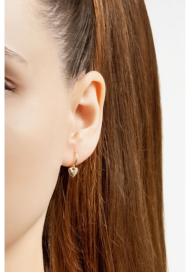 Romantik 18 Ayar Sarı Altın Kaplama Gümüş Küpe Sarı